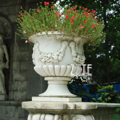 Natural Solid natural stone paired vases for garden decoration