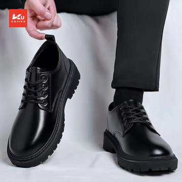 Summer Men's Breathable and Waterproof Black Leather Shoes