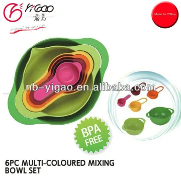 6PC multi-colored mixing bowl set