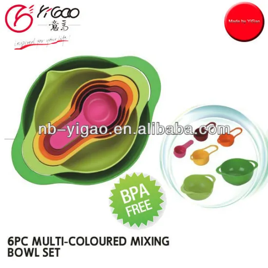6PC multi-colored mixing bowl set