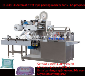 HY-300 Full automatic wet wipe packing machine for 5~120pcs/pack,wet wipe packing machine