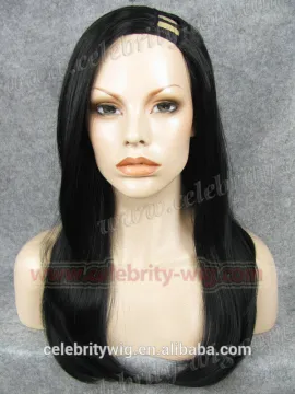 Long straight jet black synthetic u part wig in hot sell