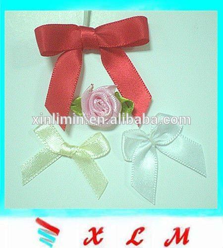 Custom pattern and color polyester pre-made mini satin ribbon bow