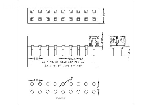 2.0 mm Female Header Dual Row  Straight Type H2.8 FHDS05-XXDXXX