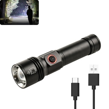 High Lumens 100,000 Long-Range USB-C Rechargeable Tactical LED Flashlight with Zoom Function
