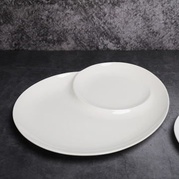 RW009 Hotel Porcelain Dinnerware Set - Decorative Steak Pasta Dessert Plates & Kitchen Ceramic Round Soup Plates
