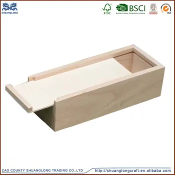 Wholesale unfinished wood box with sliding lid