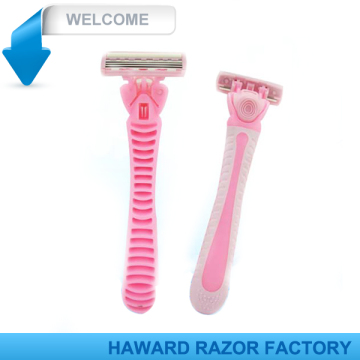 Very high quality Triple blade replaceable with rubber handle shaving comfortable razor