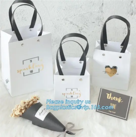 creative portable paper gift bag shopping bag, personalized paper gift bag with drawstring, OEM Birthday design white card gift