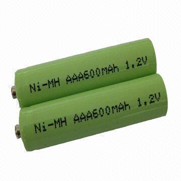 Rechargeable NiMH Battery, Sized AAA, 600mAh Capacity, 1.2V with Bubble Top