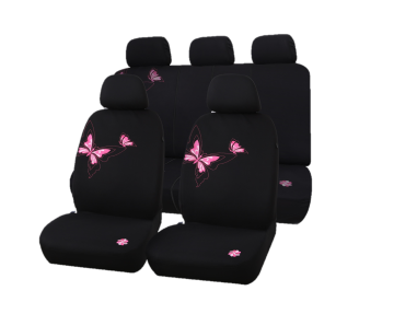 Polyester Embroidery Butterfly 9-PCs Full Set Car Seat Cover: Your Ultimate Auto Interior Revamp Solution