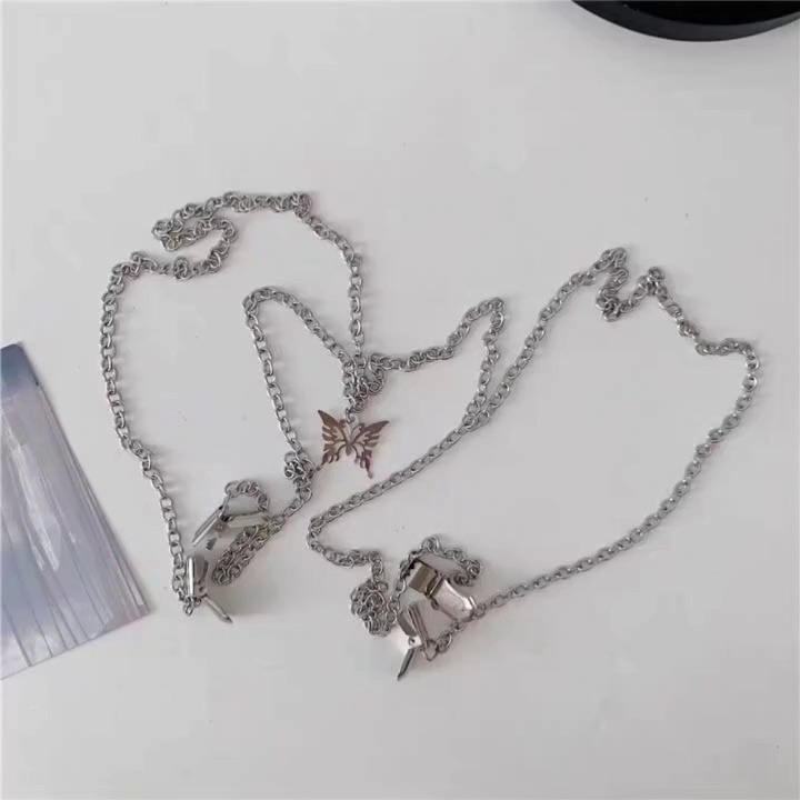 Functional Wind Butterfly Strap Chain Children's Decoration JK Hip Hop Street Men's Shirt Metal Accessories Ins Trendy