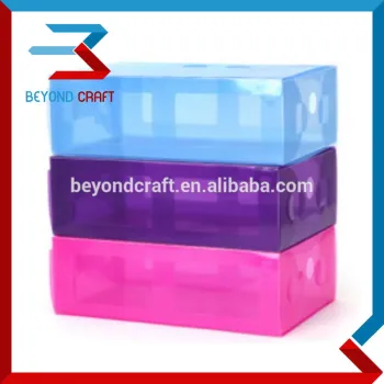 stackable clear shoe box foldable with slider drawer