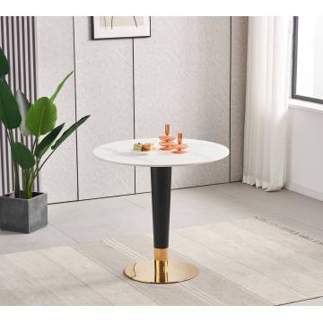 Mesa de jantar redonda moderna Top de pedra sinterizada branca