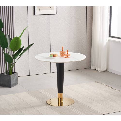 Top de piedra sinterizada blanca de mesa redonda moderna