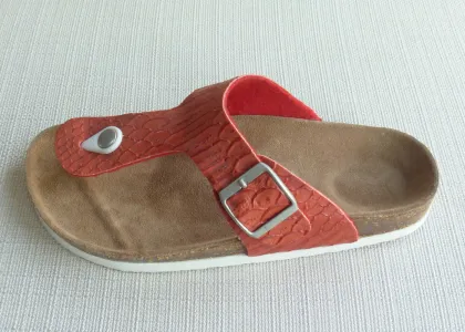 Red Ladies / Womens Cork Slippers , Slip-on Birkenstock Lightweight