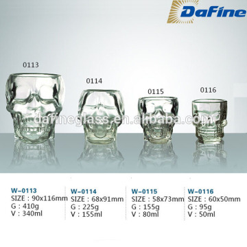 50ml Mini Wholesale Clear Empty Head Skull Wine Vodka Whiskey Glass Bottle