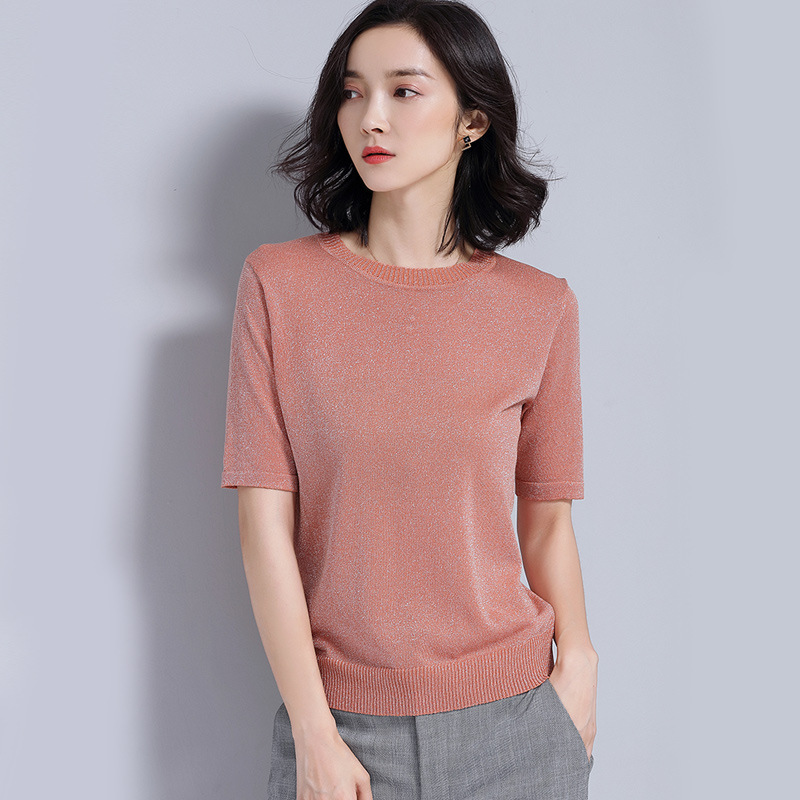 Women'S Short Sleeve Knitted T-Shirt