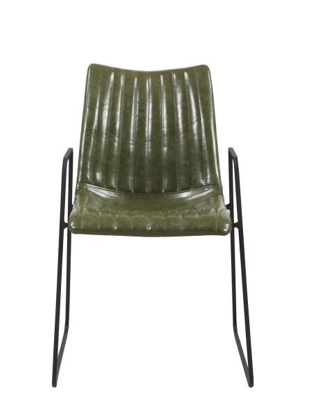 Modern Restaurant Stackable Chairs Green PU Leather Chair Luxury Chair With Iron Leg For Restaurant And Kitchen