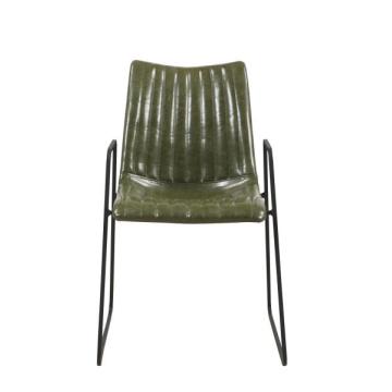 Restoran Moden Stackable Chairs Green Pu Leather Kerusi Mewah Kerusi dengan kaki besi untuk restoran dan dapur