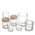 Thick Empty Glass Candle Jars With Bamboo Lids