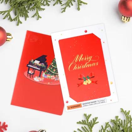 3D Christmas Piano Pop Up Musical Card
