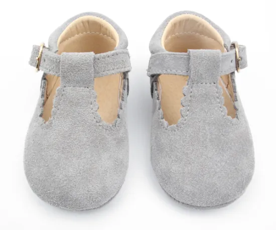 Wholesale Genuine Leather Lace Design Girls Baby T- Bar Shoes