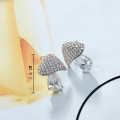 Hot Copper Cubic Zirconia Exquisite White Mushroom Stud Earrings Women Fashion Cute for Girls Simple Elegant Woman Earrings