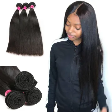 Silky Straight Virgin Peruvian Hair Bundles with Silk Closure, Top Quality Straight Hair Bundles