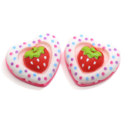 Mixed Heart Cake With Strawberry Ornament Simulation Dessert Food Flatback Resin Cabochon Accessory Dollhouse Diy Craft Deco