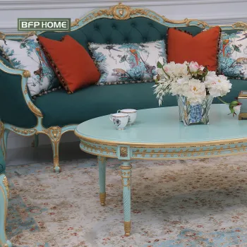 High End French Style Velvet Sofa Set - BFPHome Imported Hard Wood Luxury Furniture