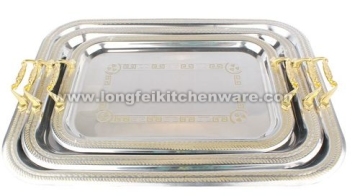 3PCS magnetic stainless steel tray with plastic handle