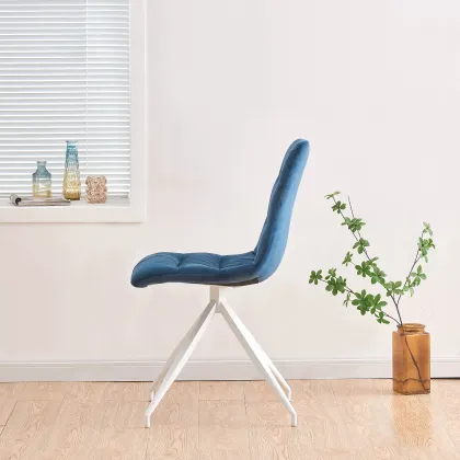 Luxury Blue Velvet Office Chair - Tufted Back