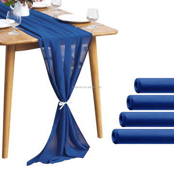 Romantic Wedding Runner: 29x120 Inches Blue Chiffon Table Decor for Bridal Parties