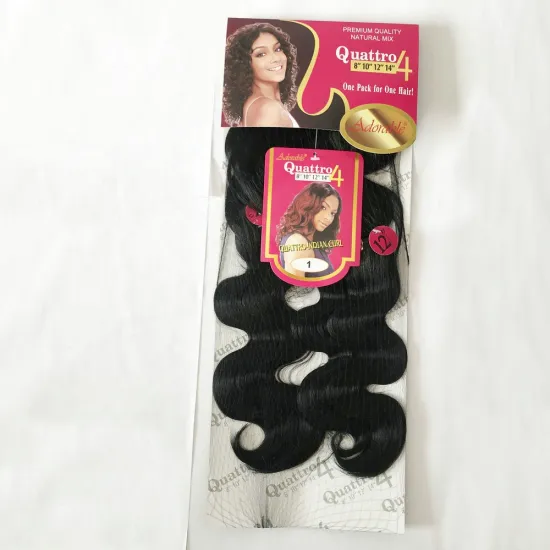 Best selling, Brazilian body wave 4pcs synthetic hair weaving bundles with 1pc synthetic closure,Quattro indian curl blend hair