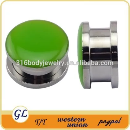 TP011123 stainless steel epoxy giant gauge ear plugs , ear plug body piercing jewellery