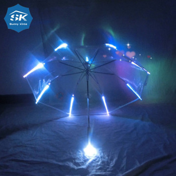 2024 High-Quality Traditional Transparent LED Umbrella with Unique 7-Color Functionality