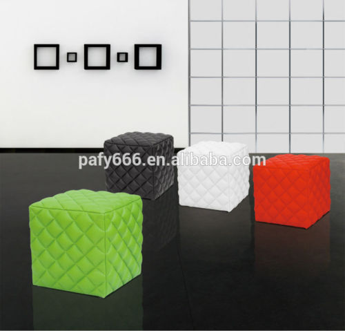 white leather cube ottomans &stools