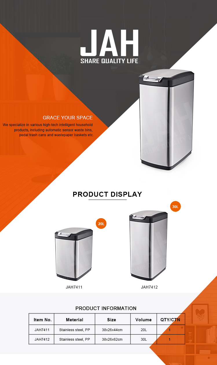 JAH 430 Stainless Steel Large Capacity Garbage Bin China