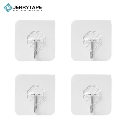 Transparent Self-Adhesive Hooks for Wall Storage