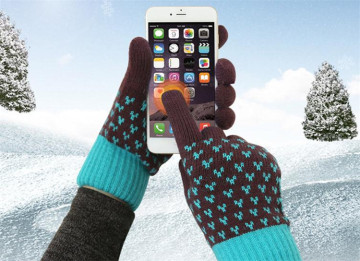 2017 knitting colorful cashmere touchscreen gloves