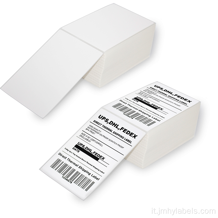 Fanfold 4 × 6 Etichetta di spedizione per la stampante termica diretta