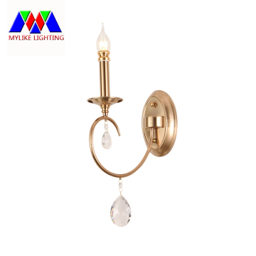Fancy Retro Rustic Hotel Room Brass Iron Crystal Pendant Light LED Wall Lamp