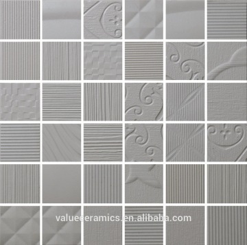 rough surface,white square shape ceramic mosaic tile
