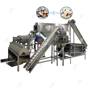 Automatic Cashew Processing Machine: Grading, Shelling, Roasting, Peeling, and Packing