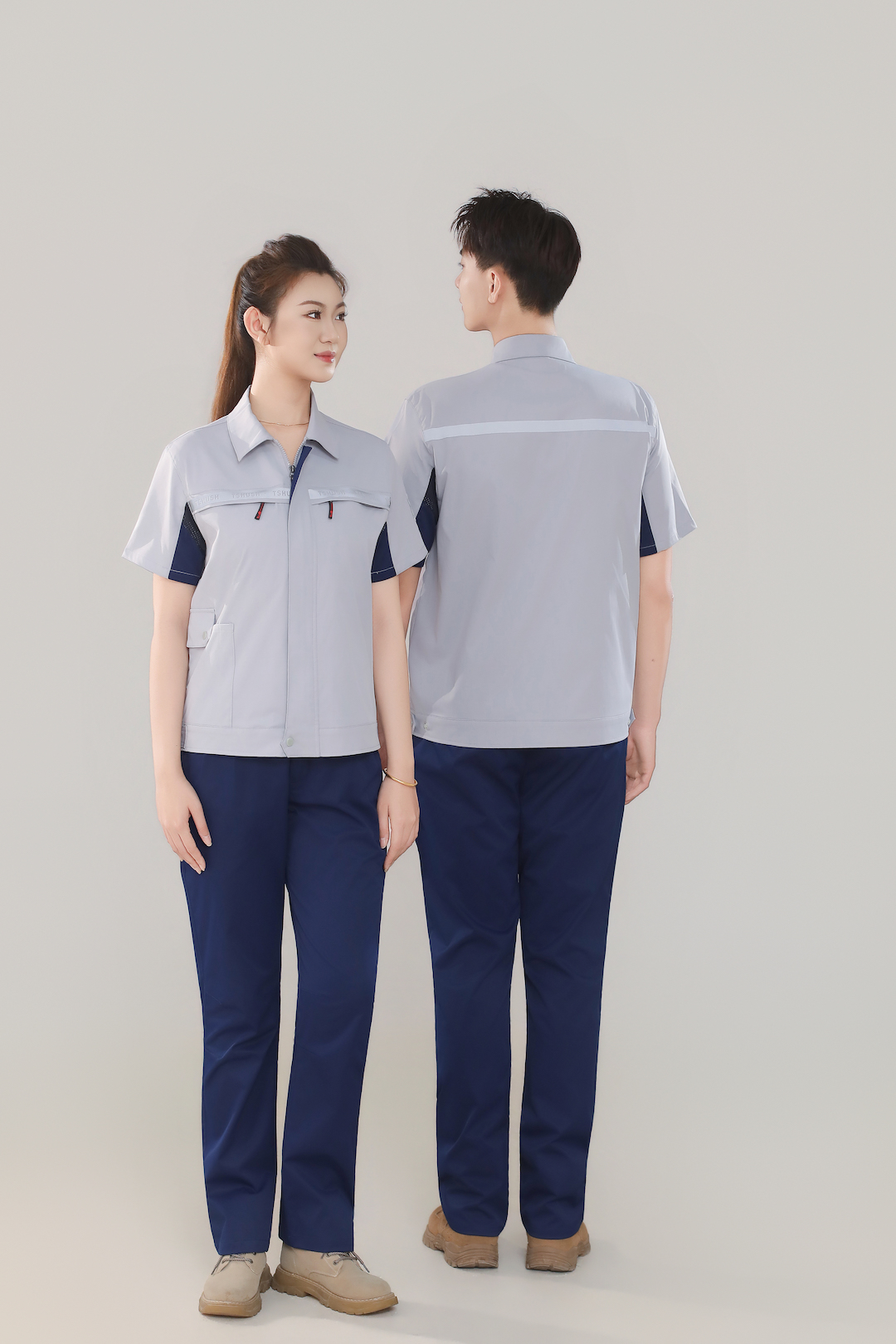 গ্রীষ্মের ছোট-হাতা শীর্ষ - গাঢ় ধূসর