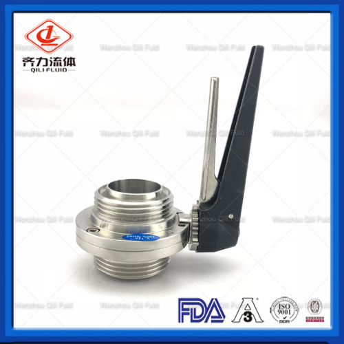 ISO DIN 3A Standard Threaded Sanitary Butterfly Valve