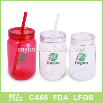 BPA Free plastic mason jar without handle