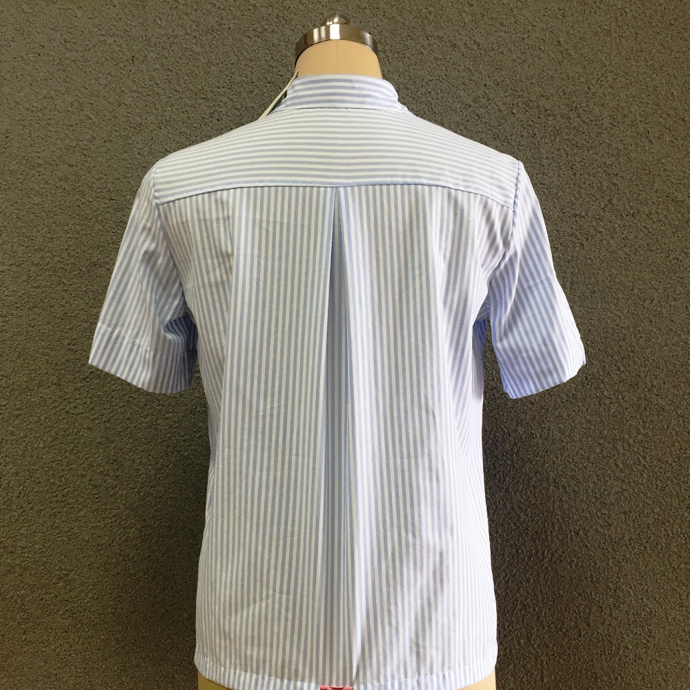 Women's cotton blue striped short sleeves shirt