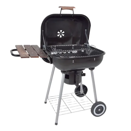 Barbecue Grill Trolley Hamburger Barbecue Charcoal Bbq Grill With Table With Foldable Side Table And Wheel